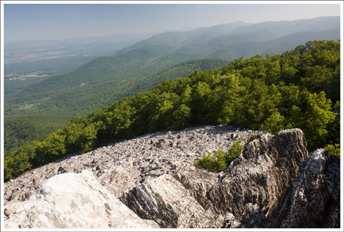 The talus slope below the summit is expansive and impressive.