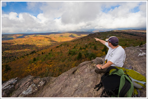 Adam points out the only sign of humans he can see for miles from Mt. Rogers Adam points out the only sign of humans he can see for miles from Mt. Rogers